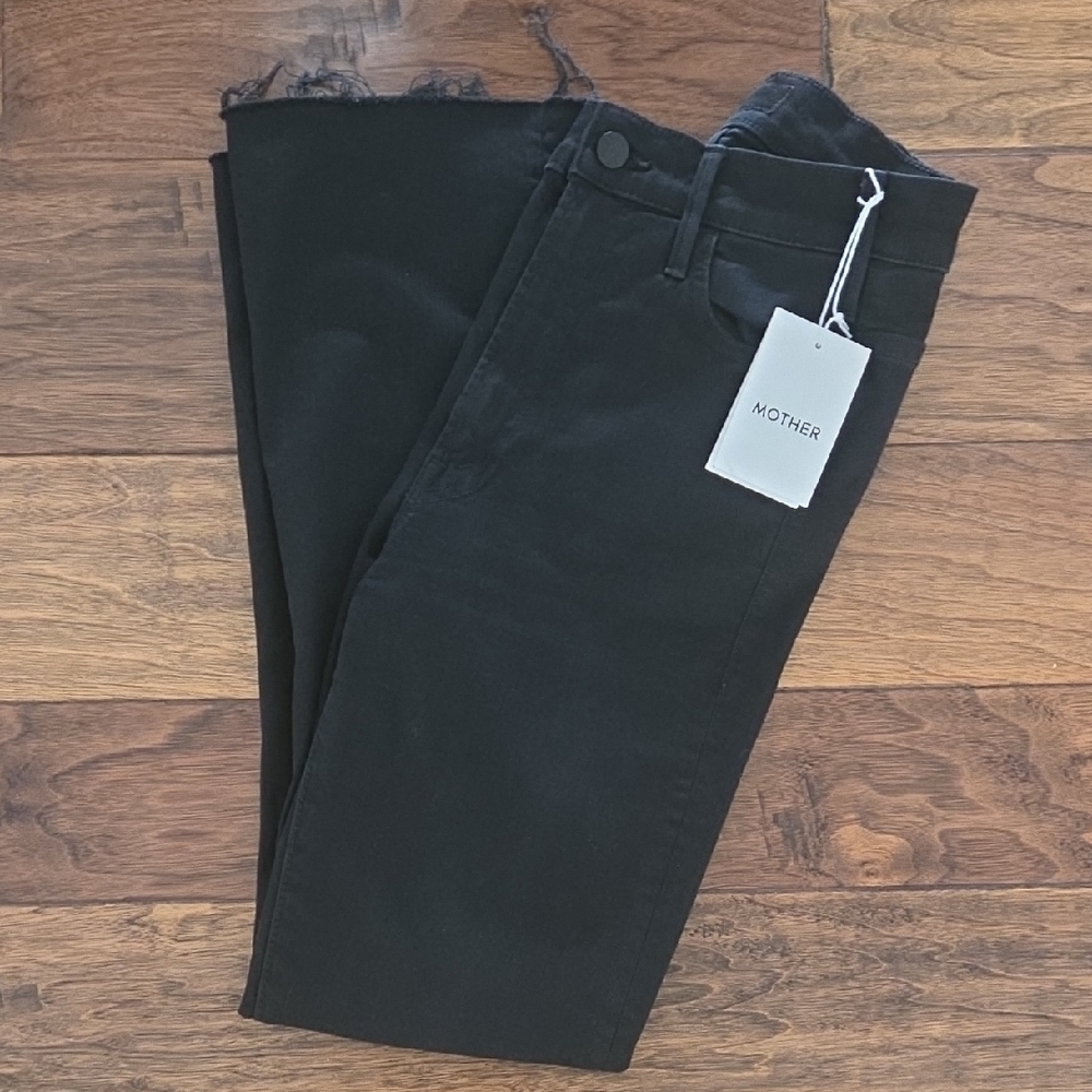 MOTHER The Hustler Ankle Fray in Not Guilty (Black). Size 25 NWT
